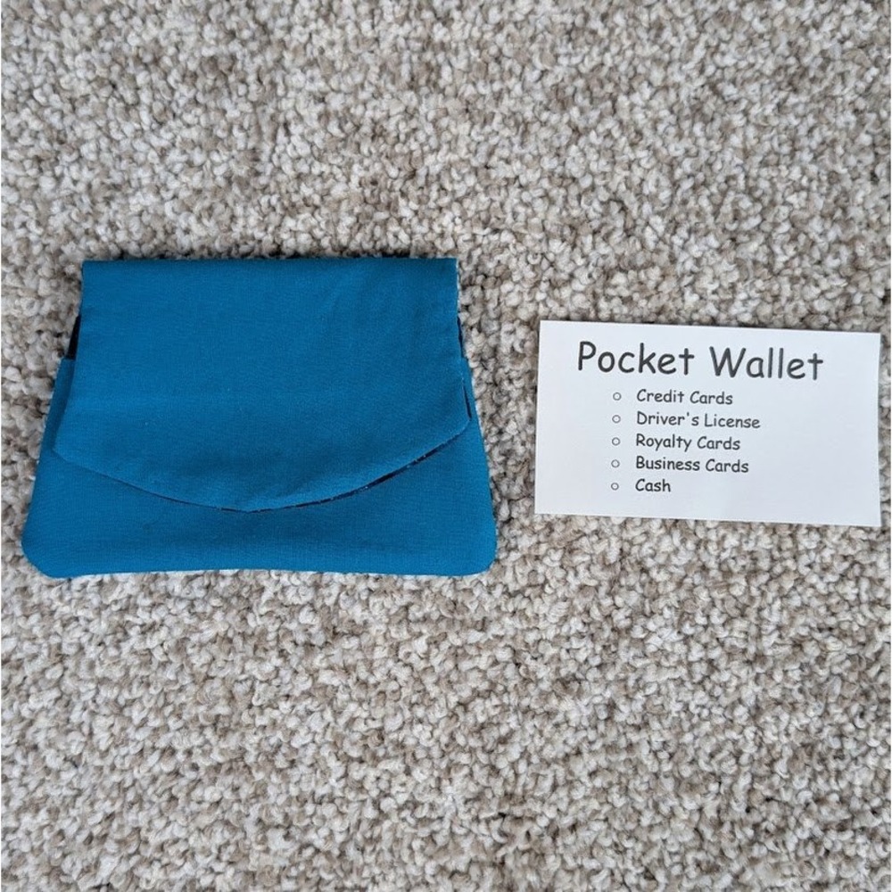 Teal Blue Pocket Wallet Coin Pouch Card Holder Small Clutch Fabric - Picture 2 of 6